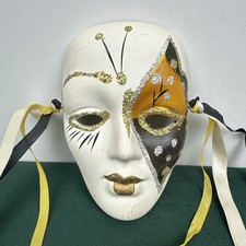 Venetian Masquerade Mask 4.5 Split Face Glitter Decor