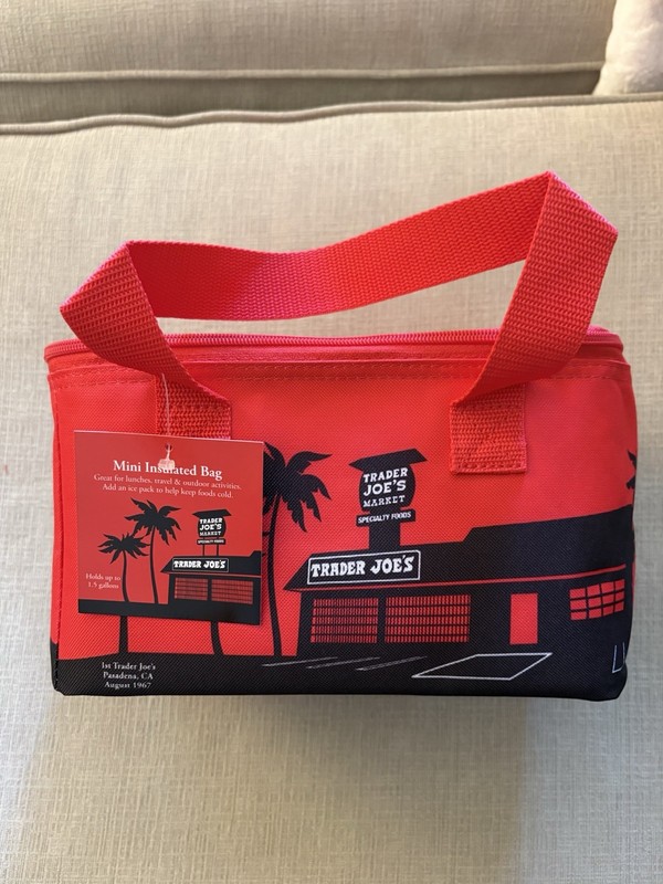 Trader Joe's Mini Insulated Tote Lunch Bag, Holiday 2024 Limited Edition RED