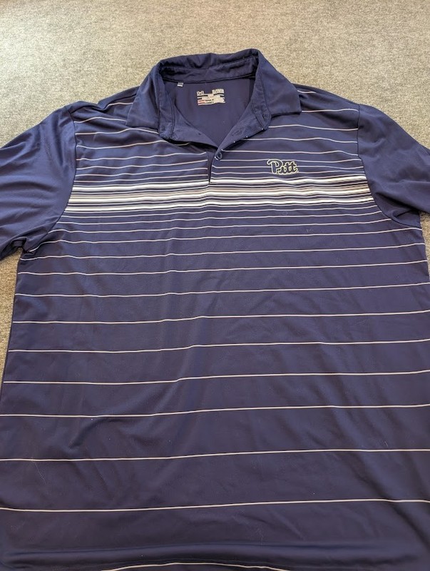 Pitt Panthers Under Armour Shirt Men XL Polo Golf Performance Navy Blue Script