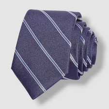 The Men's Store Bloomingdales Men's Blue Striped Silk Skinny Neck Tie 59x2.5
