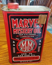 Vintage Marvel Mystery Oil Can 1 Quart Tin Automotive Collectable USA