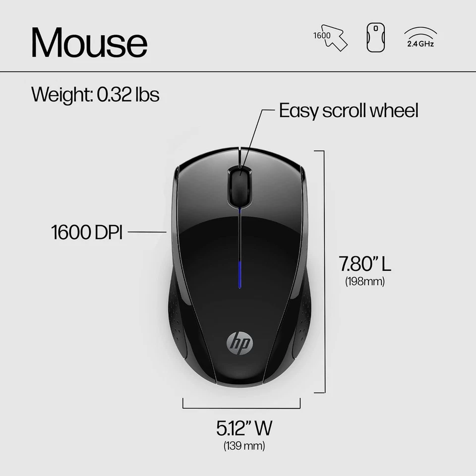 HP G3 Comfortable Cordless Mobile Wireless Mouse for Notebook Laptop Desktop PC - Image 2 of 3