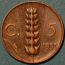 Italy 5 Centesimi 1933 Vittorio Emanuele III KM# 59