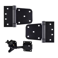 Steel Black Self-Closing Gate Latch and Adjustable Spring Hinges 1-Pack Gate H