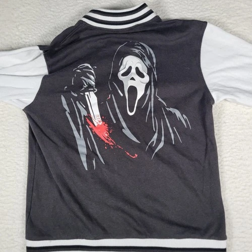 Ghostface Scream Varsity Jacket Mens Small Grey White 96 Graphic Slasher Horror - product listing photo