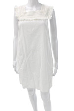 Madewell Womens Shift Dress White Cotton Square Neck Button Knee Length Size 0