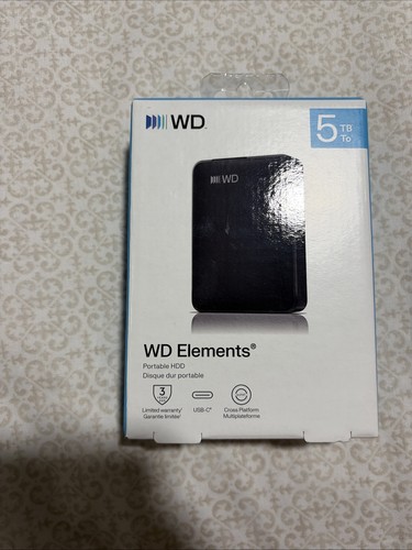 Western Digital WD Elements 5TB External HDD USB 3.0 Portable Hard Drive SEALED