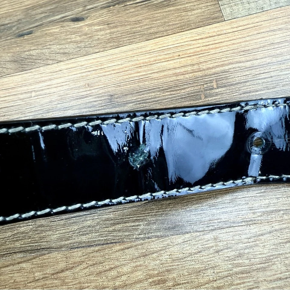 Cinturón de cuero Dolce Gabbana D&G con hebilla con logotipo para mujer azul brillante talla 36 pulgadas Foto 3 de 4