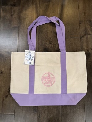 Trader Joe s Canvas Limited Release Tote Shopping Bag LARGE Lavender - NWT US