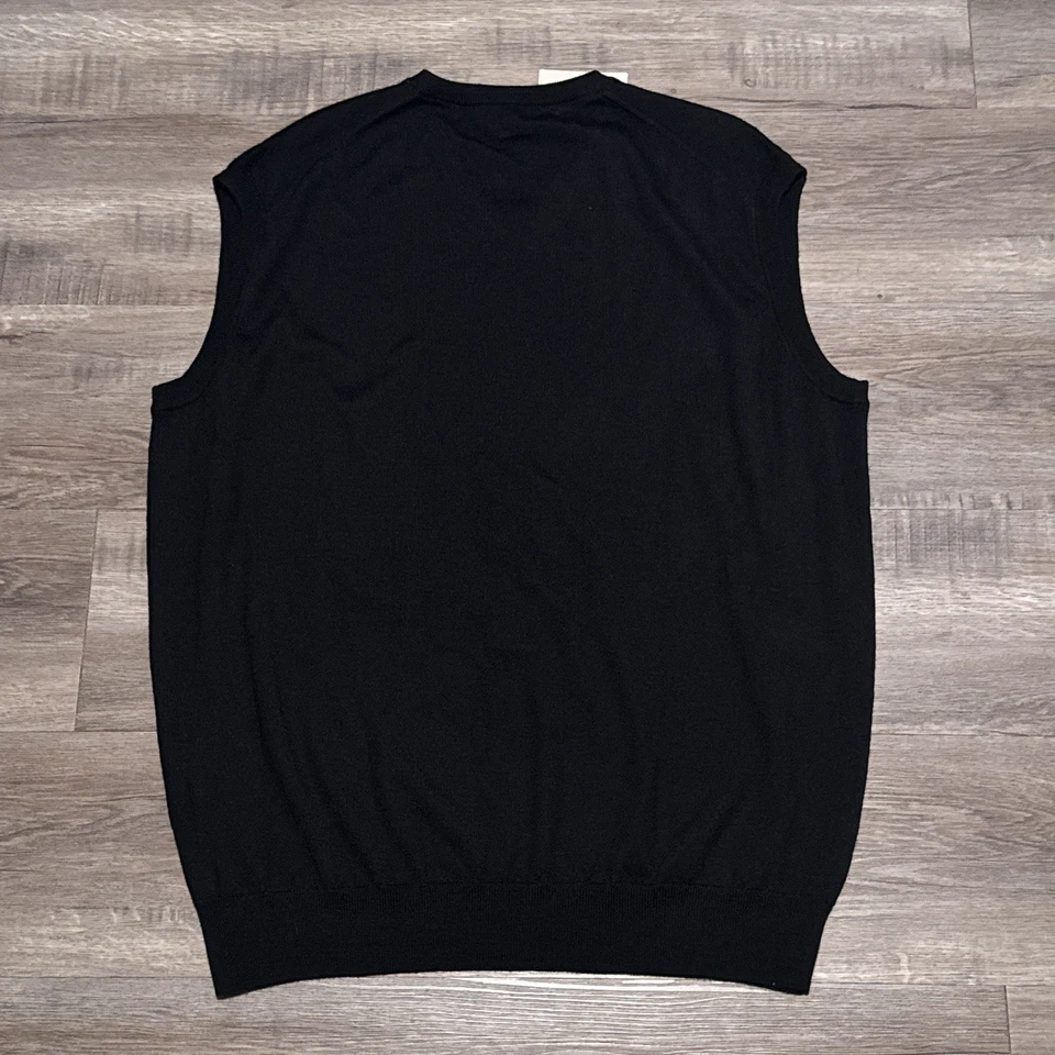 NUEVO Chaleco Suéter Peter Millar Para Hombre Talla Grande Negro Otoño Cresta Cuello en V L Foto 3 de 4