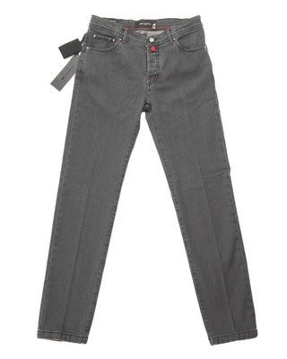 Kiton Napoli $1,470 NWT Gray Grey 5 Pocket Slim Stretch Denim Cotton Jeans 32 US