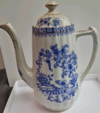 Vintage 1920 TUPPACK TIEFENFURT CHINA BLAU große Kaffeekanne 2,0 l Goldrand