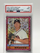 2025 Topps Heritage Hurston Waldrep #86 Chrome Pink Sparkle Ref (RC) PSA 9 POP 1