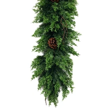 9-Ft Real-Touch Cedar & Cypress Artificial Christmas Garland – Festive Greenery