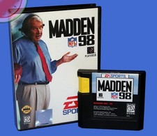 TESTED Sega GENESIS Game MADDEN NFL 98 Football has NEW BATTERY SAVE with Case