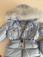 Moncler Kinder Overall 12 18M mit Echten Pelz Kapuze