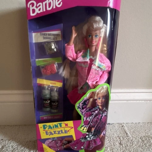 Vintage Mattel Paint 'N Dazzle Barbie Doll 12 in Blonde Blue Eyes 1993 Boxed
