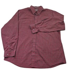 Eddie Bauer Shirt Men XL Red Stripe Relaxed Fit Wrinkle Free Button Down Casual