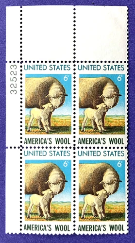 Scott# 1423 - Plate Block, MNH - American Wool, 1971 Issue - product listing photo