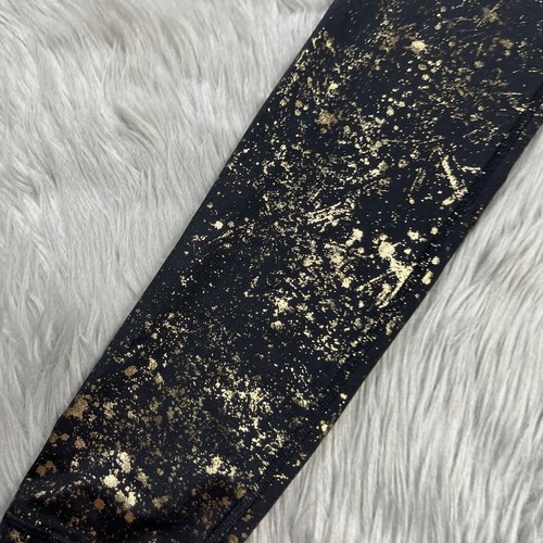 Ivivva Girls Size 14 Black Gold Splatter Leggings - Picture 2 of 12