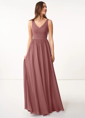 Azazie Keyla Bridesmaid Dress Desert Rose Size 14 | eBay