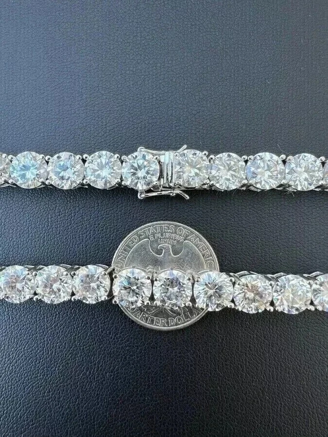 25Ct 5mm Round Cut Lab Created Diamond Tennis Necklace 14K White Gold Plated 20" - Image 4 of 4