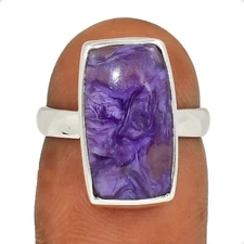 Natural Siberian Charoite 925 Sterling Silver Ring Jewelry s.6 CR67023