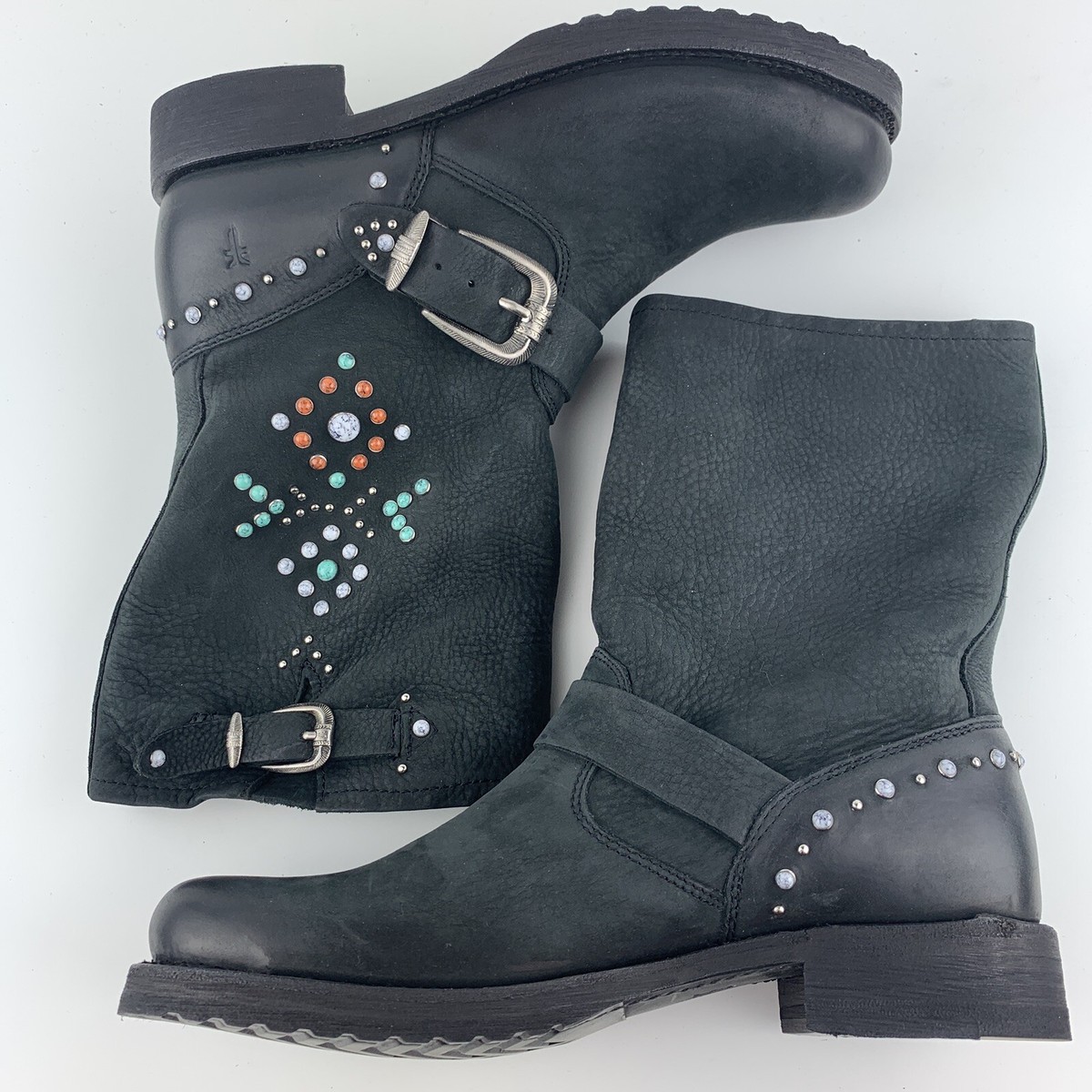 Womens Frye Boots Size Veronica Stone Leather Bootie Goodyear Welt  Buckles