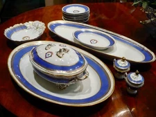 Antique 19th C. France Old Paris Porcelain 18 Pieces Set Serving Dishes Platter