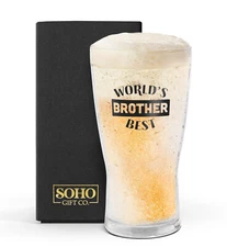 Freezer Cup Gift for Brother Chiller Mug Drinking Glass “Worlds Best Brother”