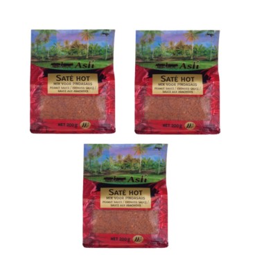 3 x 200g Asli Sate Hot Erdnuss Soße Satay Sauce Erdnusssauce Satee Saté Peanut
