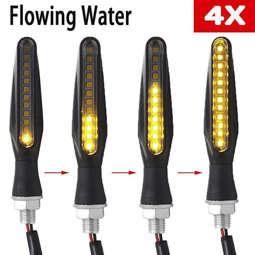4X Motorcycle 12LED Turn Signal Indicators Motorbike Flowing Water Light Amber - Picture 2 of 14