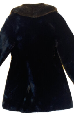 Vtg Borgana Black Faux Fur Coat Sz S Lined Russel Taylor