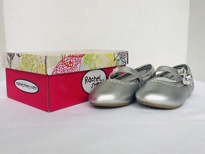 New Rachel Shoes Strap Girls Silver Formal Flat Dress Shoes Size 7M