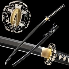 Hand Polished Japanese Samurai Katana Sword Clay Tempered L6 Steel Suguha Hamon