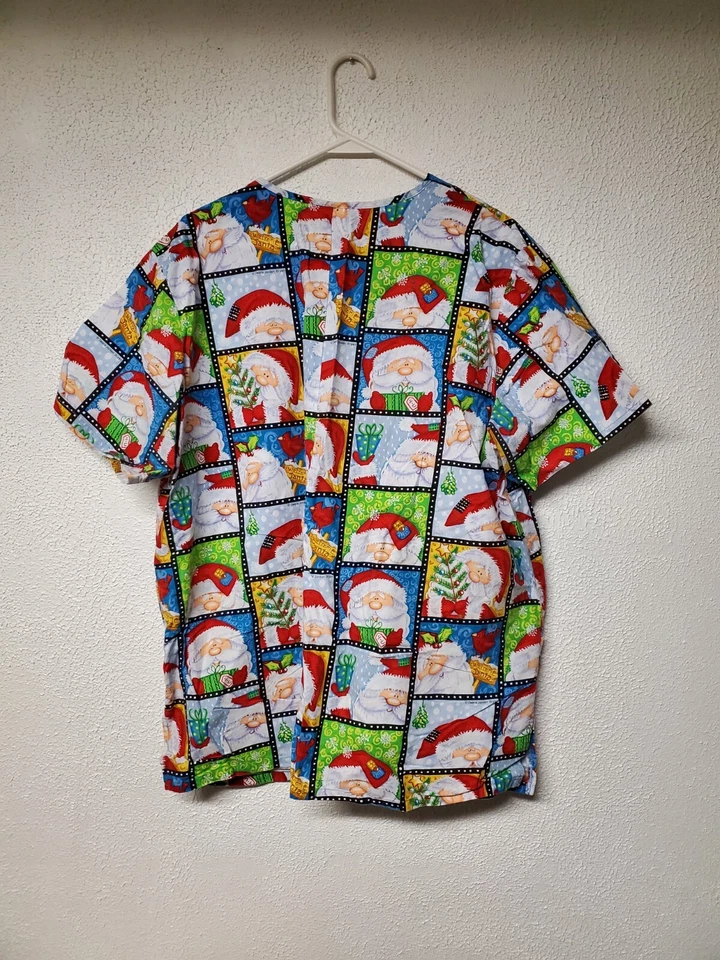 Scrub - Womens Tops - Medical - Christmas - Santa Claus Pattern - Size XL - Image 2 of 4