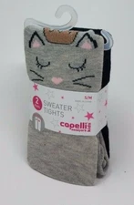 Capelli Kids NY 2 Pairs Sweater Tights Grey/Black, Size: S/M