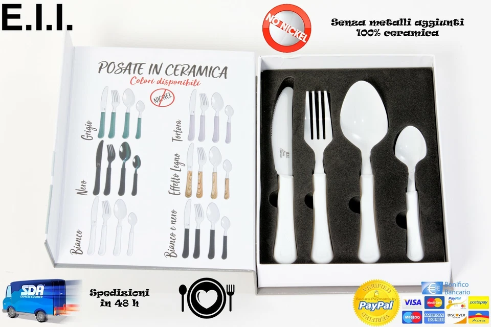 SET POSATERIE 4 PZ IN CERAMICA ANALLERGICHE - Immagine 2 di 4