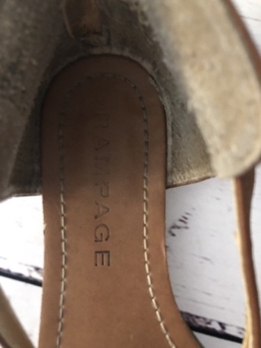 Rampage Glitter Sandals Sz 7.5 Gold Glitter Brown Flat Flip Flop Zip Back Strap - Picture 7 of 9