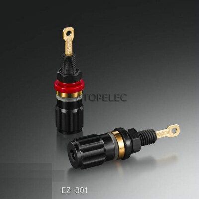 2 pairs EIZZ 24K Gold Plated Red Copper Speaker AMP Binding Post Banana Jack