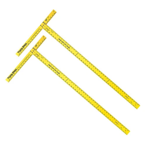 ToolPro Drywall T-Square 48 in Yellow Aluminum Blades Rugged Construction 2-Pack