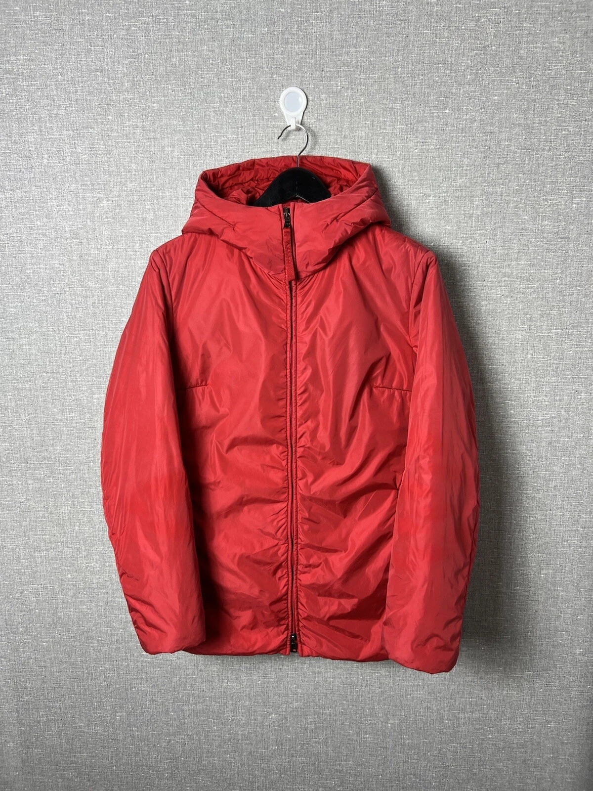 Giacca sci donna Prada vintage anni 90 nylon rosso tessuti morbidi taglia IT46 280243