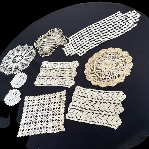 Lot Of 9 Vintage Ecru Off White Hand Crochet Doilies Variety Of Sizes & Styles - Picture 7 of 7