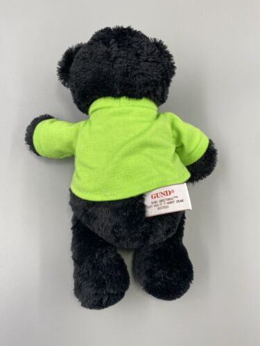 GUND 12” Just Hug It Black Teddy Bear W/ Green Shirt Stuffed Animal Toy RARE - Picture 3 of 8
