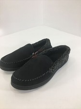 Dearfoam Mens Eli Microsuede Moccasin with Whipstitch Slipper L 11-12 Black NWT