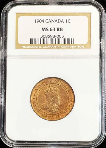 1904 CANADA 1 CENT KING EDWARD VII COIN NGC MINT STATE 63 RED-BROWN