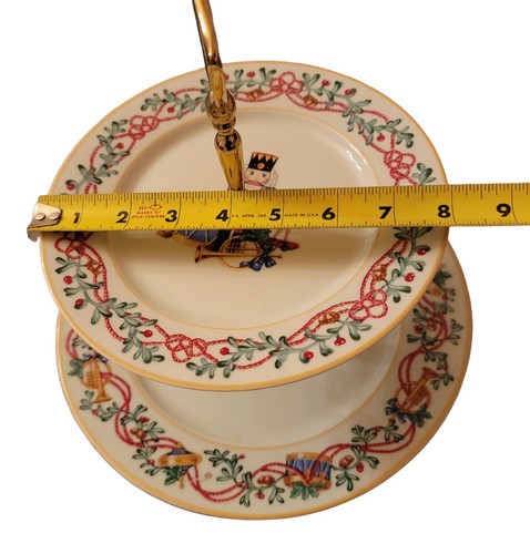 Christmas Nutcracker 2-Tiered Serving Tray Plates Block Spal Whimsy Portugal 90s - Picture 11 of 12