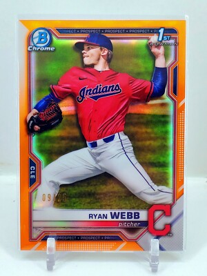 NON AUTO 2021 Bowman Chrome 1st Ryan Webb Orange Refractor 09/25 Indians ROOKIE