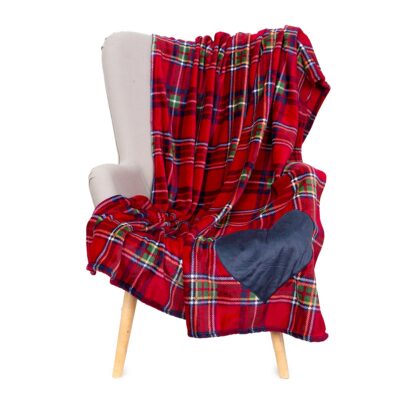 Plaid Aiden Fleece Herz Koralle mit Stickerei 130x160 cm X278