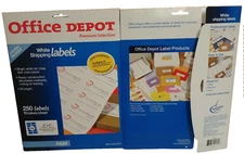 Office Depot 2" x 4" White Inkjet Mailing Labels lot of 2 or 500 labels